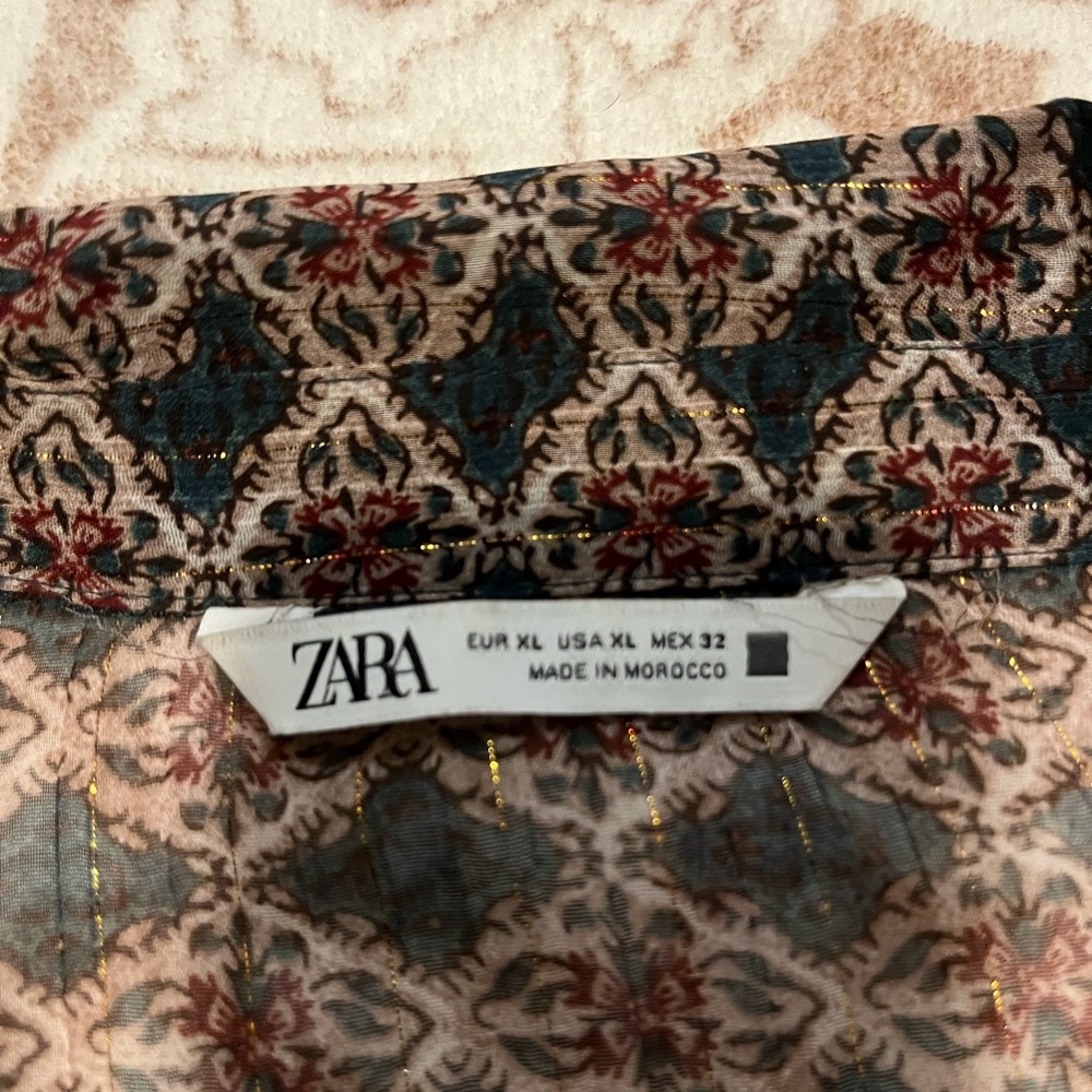 Zara Brown Patterned Button Down Shirt - image 6